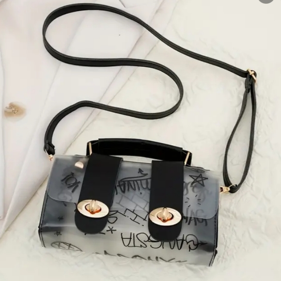 Handbags - Transparent Jelly Crossbody Bag Graffiti Pattern